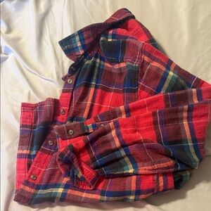 American Eagle By Payless Red Plaid Button Down Shirt